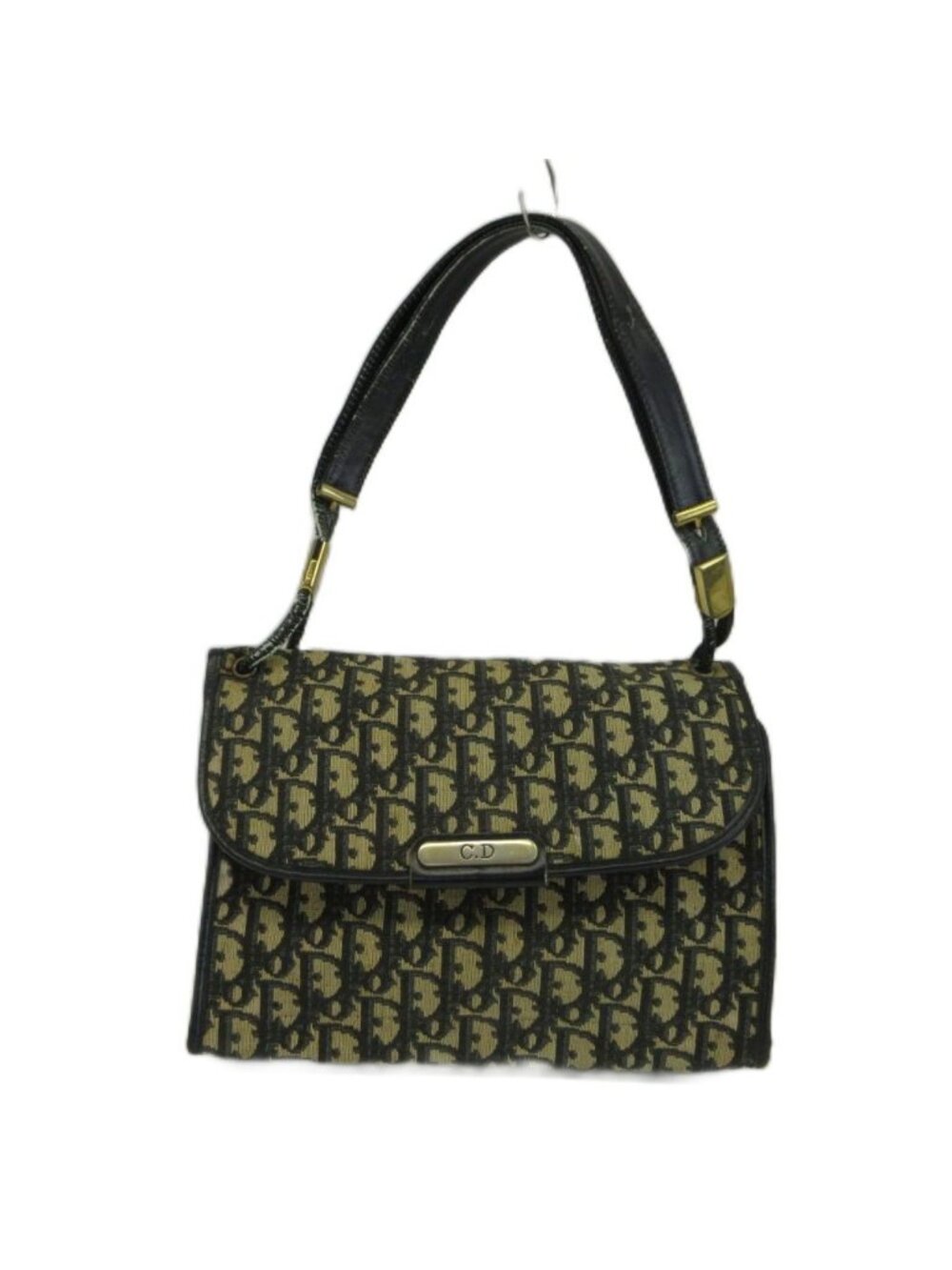 Dior Vintage Handbag Shoulder Canvas Leather Trotter Pattern All Over Print